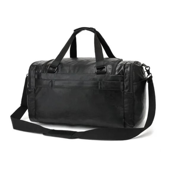 TRAVEL Bag Waterproof PU Leather Brown Duffle Bag - Picture 7 of 14